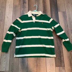 Polo rugby green/white sz. L